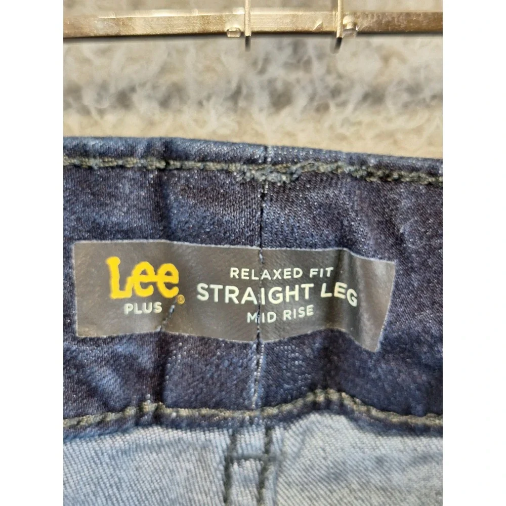 Lee Jeans Womens 16W Long (Fits W37xL31) Blue Relaxed Fit Straight‎ Leg Mid Rise